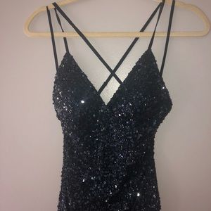 Navy blue sequined gown